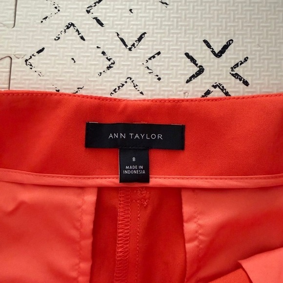 🌺one day sale Ann Taylor The Single Pleated Wide Leg Pant Size 8 Flame Azalea - Picture 7 of 9